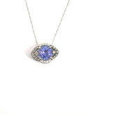 14k White Gold 1.25ct Round Tanzanite /.25ct  Round Chocolate Diamond /.07ct G SI1 Round Diamond Slide Pendant